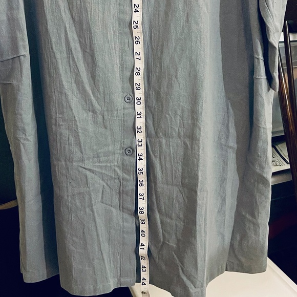 C.O.Z.Y. Grey Cotton Long-Sleeved Dress with Pockets - Picture 3 of 6